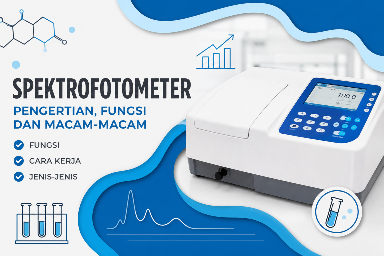 Alat spektrofotometer laboratorium untuk pengujian kualitas air