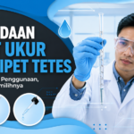 Teknisi laboratorium menggunakan pipet ukur dan pipet tetes untuk pengukuran cairan secara akurat