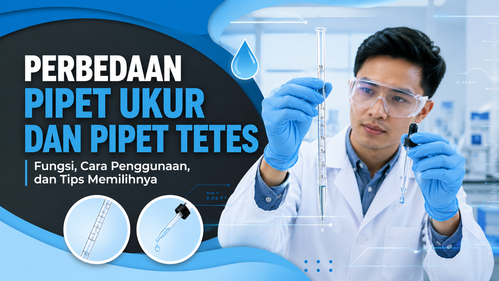 Teknisi laboratorium menggunakan pipet ukur dan pipet tetes untuk pengukuran cairan secara akurat
