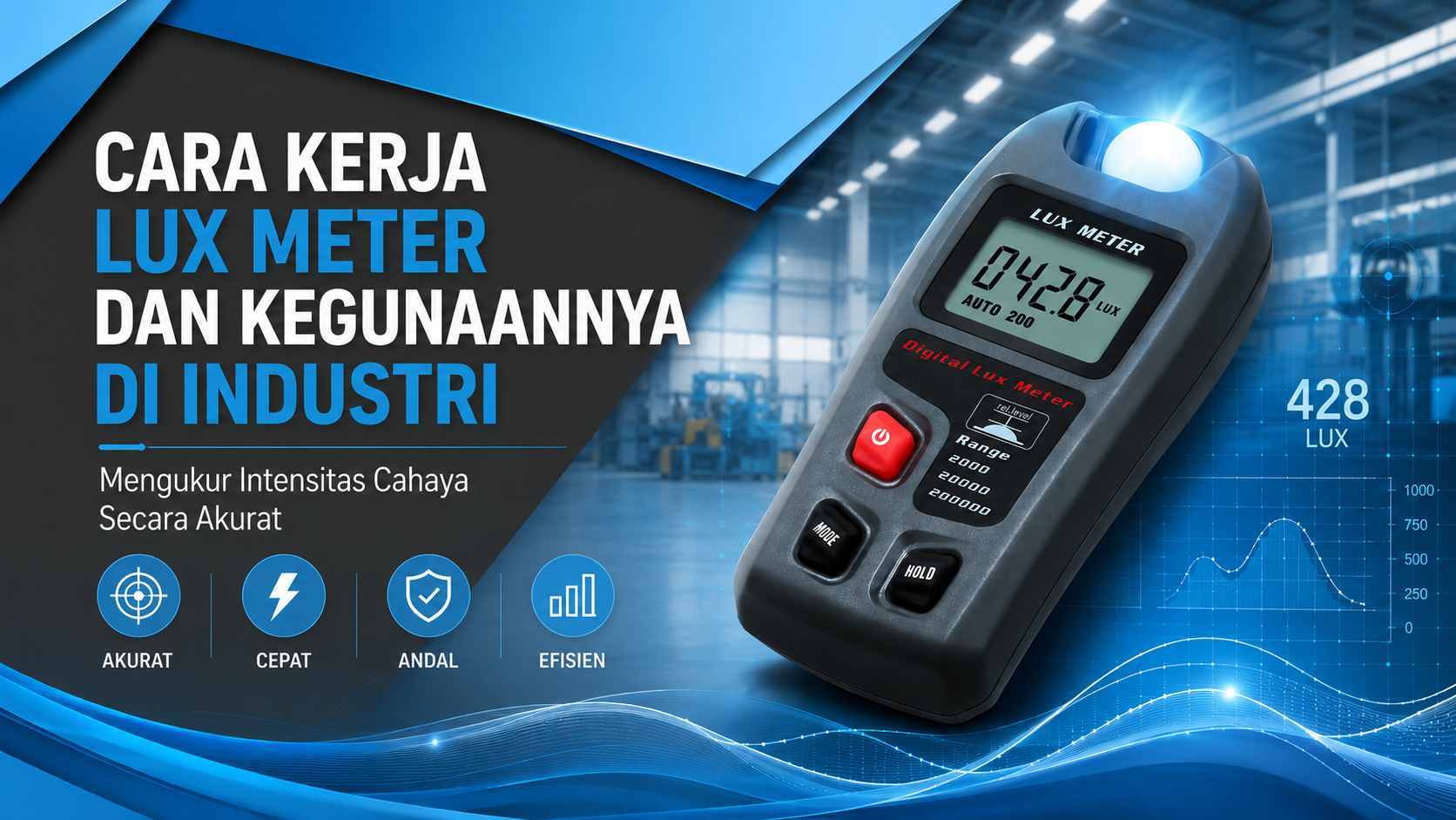 alat lux meter untuk mengukur intensitas cahaya di industri