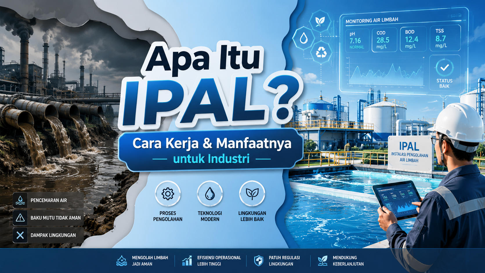 Instalasi Pengolahan Air Limbah IPAL modern untuk pengolahan limbah industri