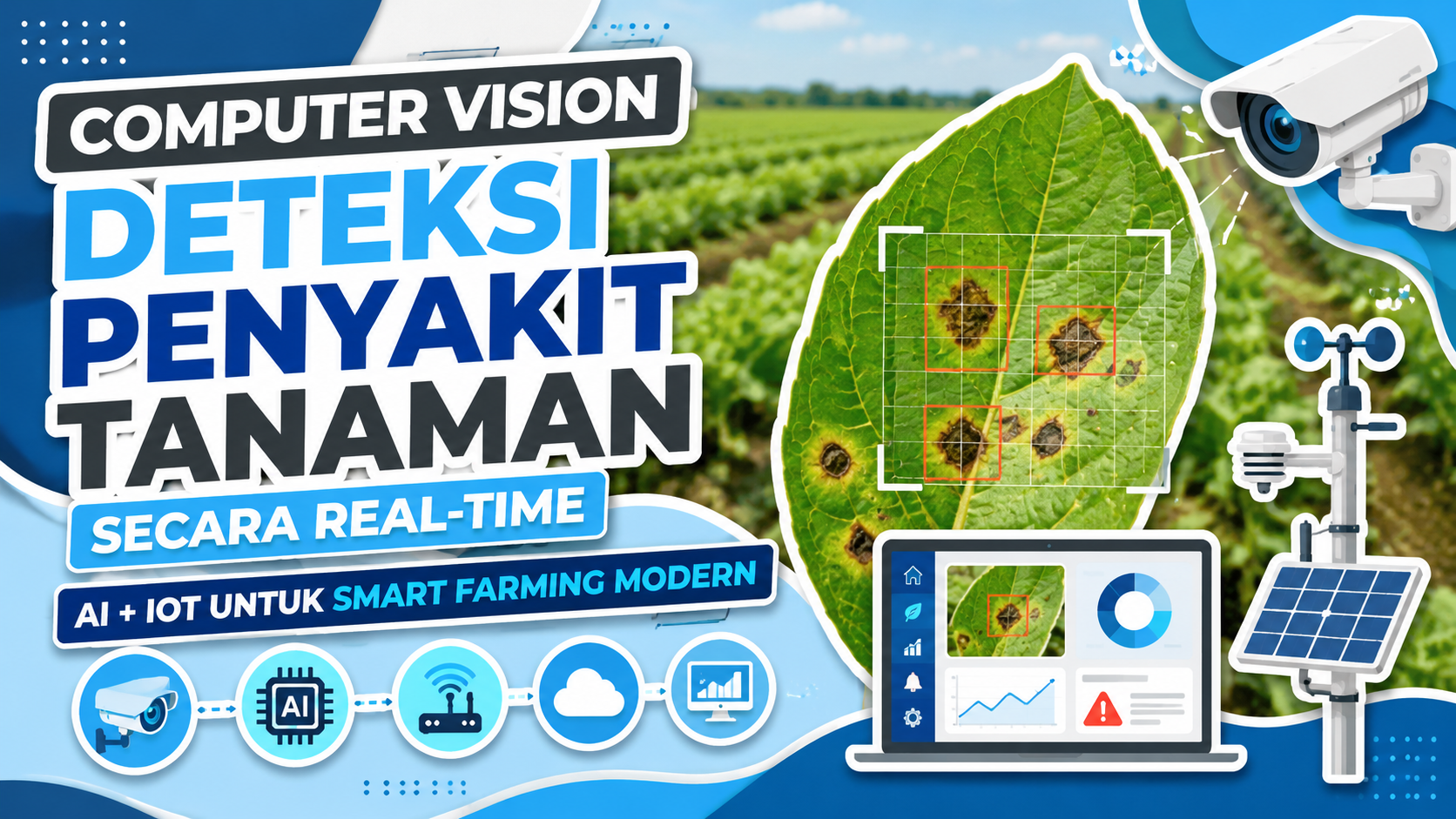 Computer vision AI detecting plant disease in smart farming system with IoT integration and real-time monitoring dashboard