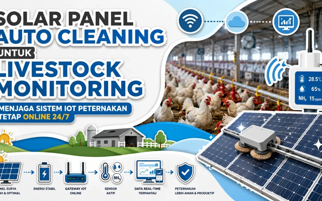 Solar Panel Auto Cleaning untuk Livestock Monitoring: Menjaga Sistem IoT Peternakan Tetap Online 24/7