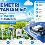 Telemetri pertanian IoT dengan Solar Panel Auto Cleaning untuk monitoring lahan real-time di area terpencil.