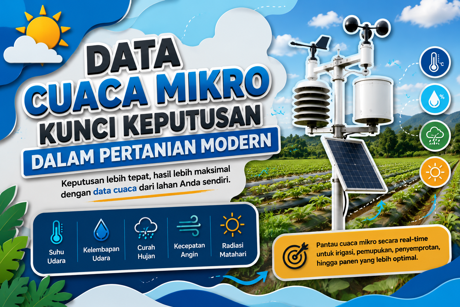 data-cuaca-mikro-pertanian-modern Data cuaca mikro membantu pengambilan keputusan dalam pertanian modern melalui monitoring cuaca menggunakan weather station