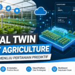 Digital Twin untuk Smart Agriculture mengintegrasikan AI, IoT, dan dashboard analitik real-time untuk menciptakan sistem pertanian prediktif dan efisien.