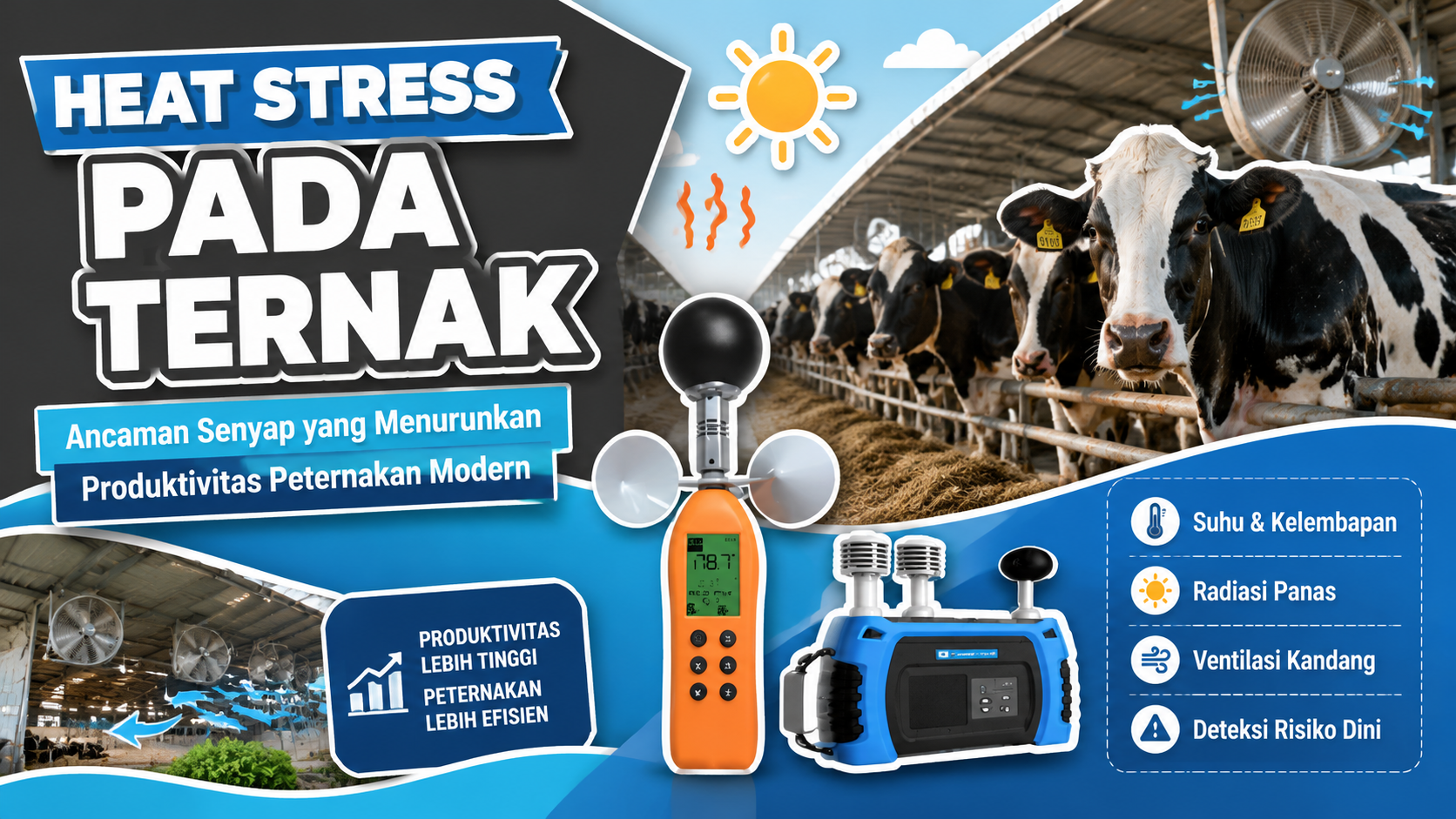 Thumbnail artikel heat stress pada ternak dengan teknologi smart livestock monitoring berbasis WBGT untuk peternakan modern