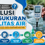 Thumbnail artikel pengukuran kualitas air yang menunjukkan evolusi dari pengamatan visual hingga monitoring real-time berbasis sensor dan analitik data.