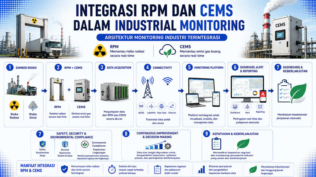 Integrasi RPM dan CEMS dalam industrial monitoring untuk pemantauan risiko radiasi dan emisi secara real-time