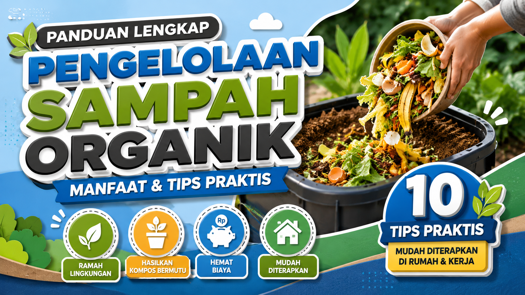 Panduan lengkap pengelolaan sampah organik dengan 10 tips praktis, mulai dari pemilahan, pengomposan, hingga pemanfaatan menjadi pupuk organik.
