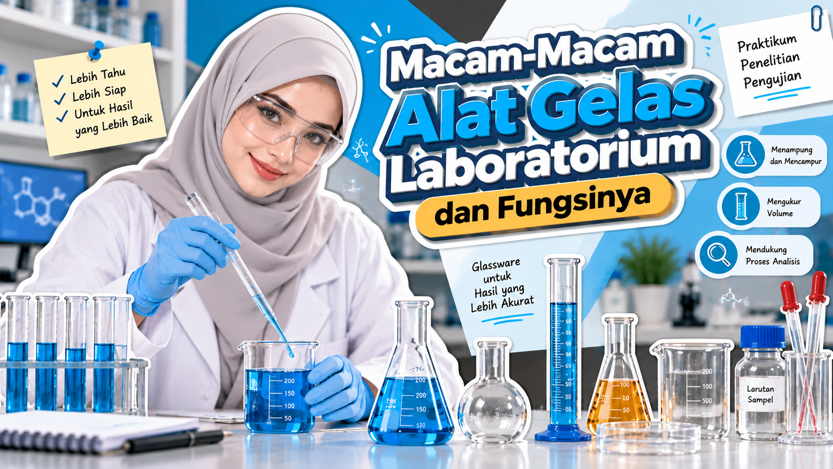 Macam-macam alat gelas laboratorium dan fungsinya
