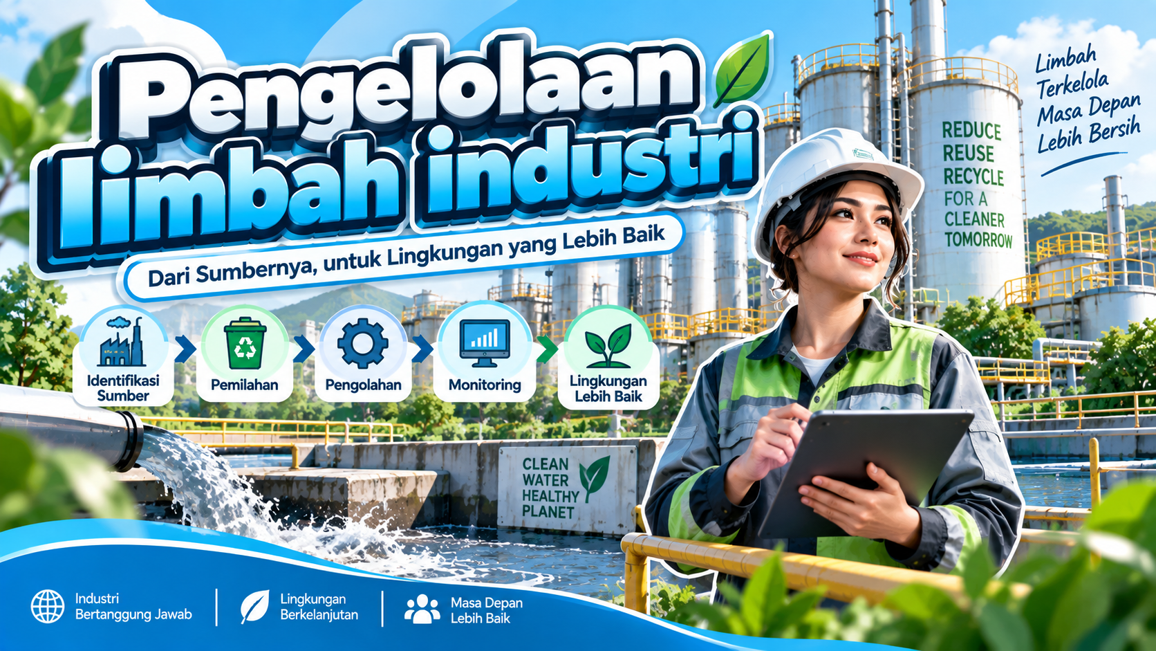 Thumbnail pengelolaan limbah industri dengan proses pemilahan, pengolahan, dan monitoring lingkungan