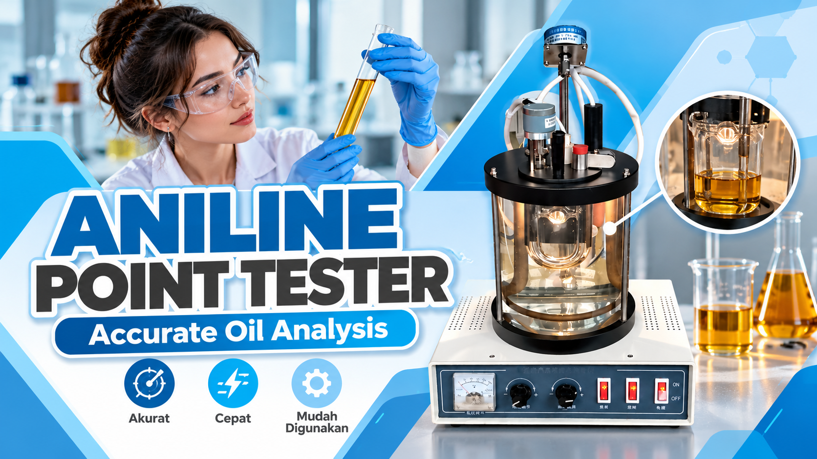 Aniline Point Tester untuk pengujian karakteristik minyak di laboratorium